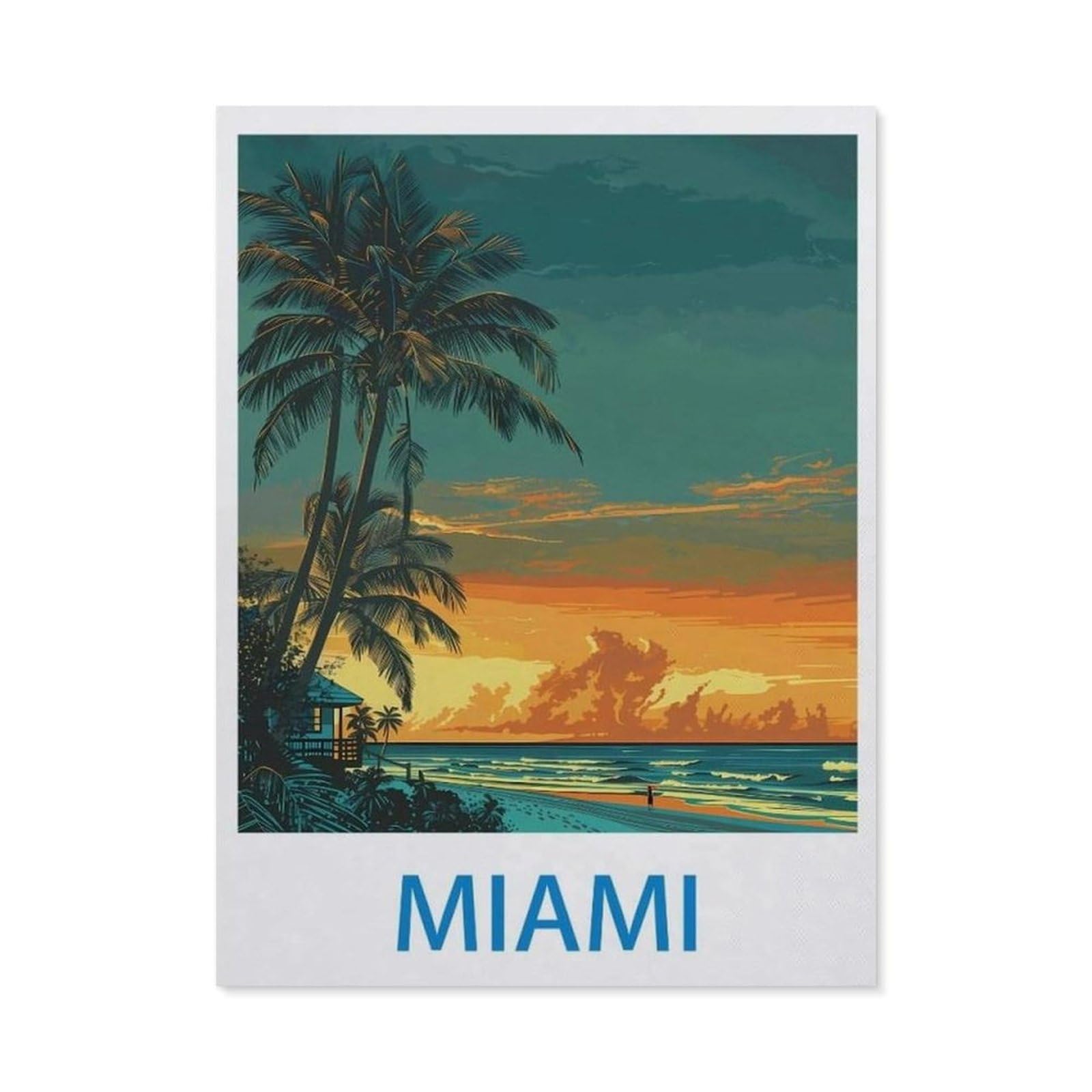 Vintage Metal Tin Sign，Miami，Bath Room Decor, Nursery Decor, Home Decor, Bathroom Wall Art Tin plaque(30x40cm）12x16 inch-EC44