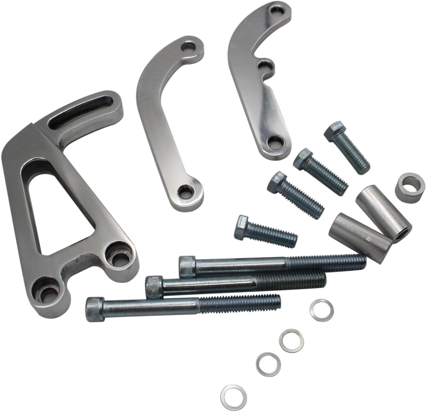 Chrome Polished Aluminum LWP Power Steering Pump Bracket Alternator Bracket and 3 Grooves Crankshaft 2 Grooves Water Pump Pulley Kit Compatible with SBC Chevy 350 400