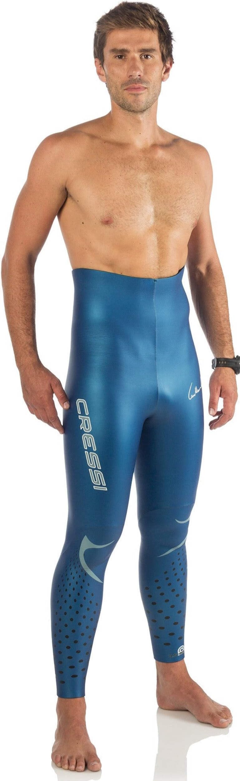 Cressi Free Man Wetsuit 3,5 mm - męski kompletny kombinezon do nurkowania swobodnego, neopren 3,5 mm, metaliczny niebieski, gładki na zewnątrz/otwarta komórka wewnątrz