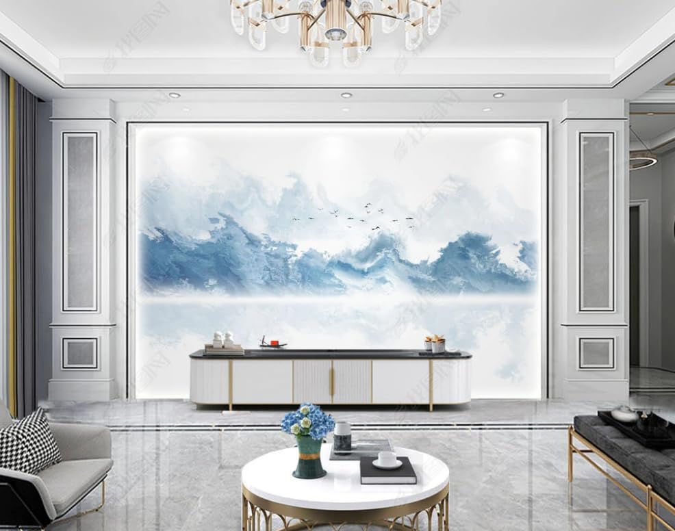 Papier peint intissé marbre paysager mural 150x105cm pour décoration de salon et chambre