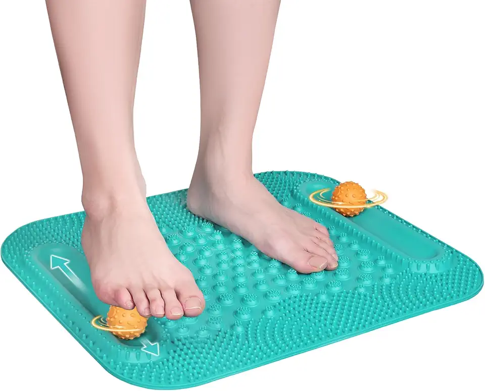 Atsuwell Acupressure Foot Massage Mat, 5-Zone Reflexology Mat with Dual Massage Ball Tracks, Portable Foot Pressure Point Pad for Stress Relief, Arch &amp; Heel Pain, Home &amp; Gym Use, 20.1'&#x