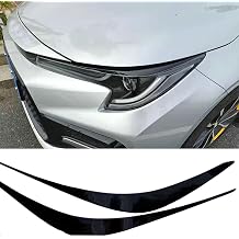 Pair Front Headlight Eyebrow Eyelid Decal Sticker Trim PVC Glossy Black Compatible for Toyota Corolla 2019 2020 2021 2022 New