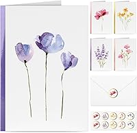 SchefulDirect 30 Pack Blank Greeting Cards with Envelopes - 5 Assorted Floral Designs, 4x6" Premium Stationery for Any Occasion