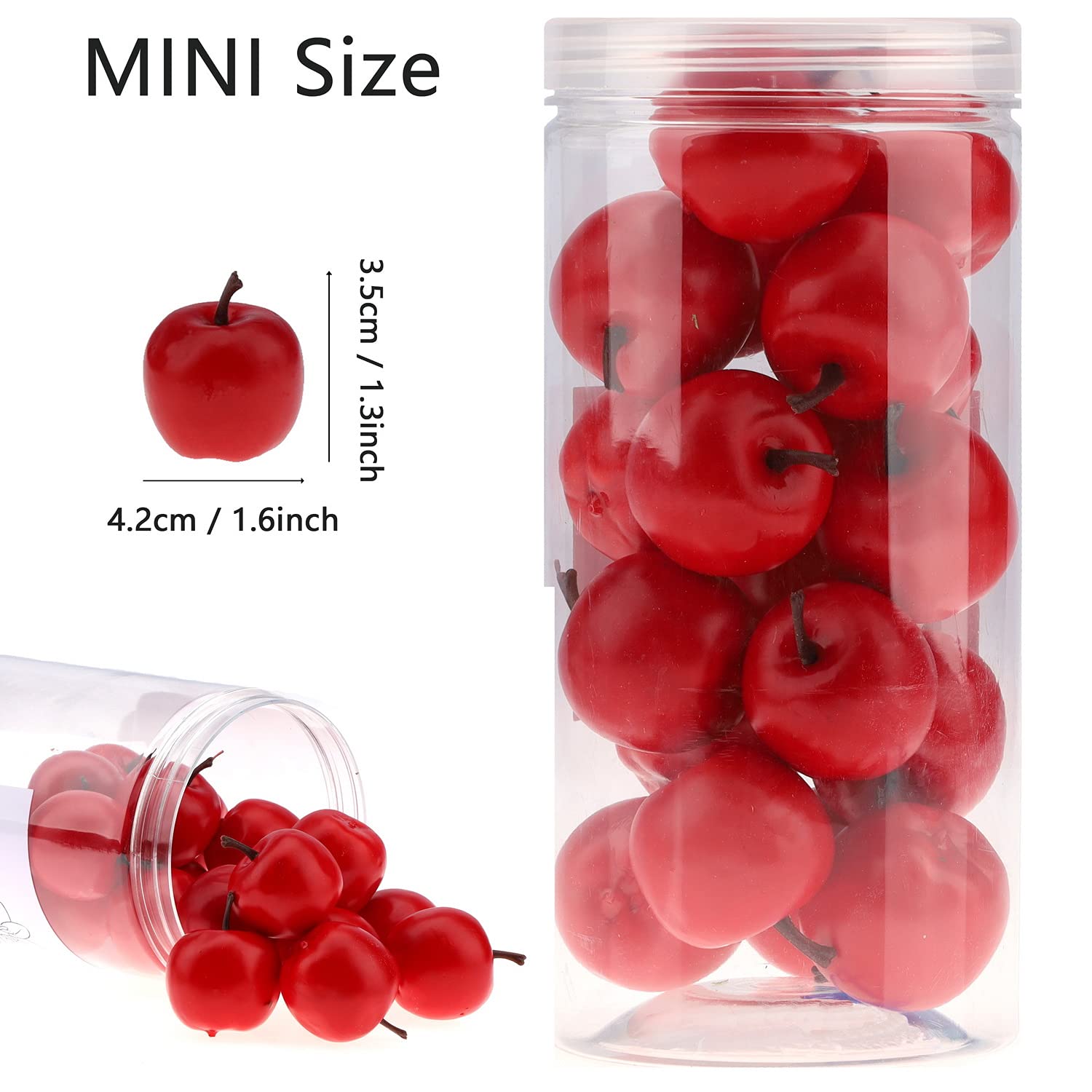 Meiwlong 27 PCS Fake Artificial Lifelike Red Apples Decoration Home Faux Realistic Plastic Centerpieces Fruit Ornament Party Christmas Indoor Festival - Image 2