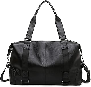 Borsa da Viaggio Borsa da Uomo in pelle PU per Uomo, Borsa Sportiva Impermeabile Borsa da Viaggio Semplice e Leggera per Viaggi e Viaggi d'affari (Nero)