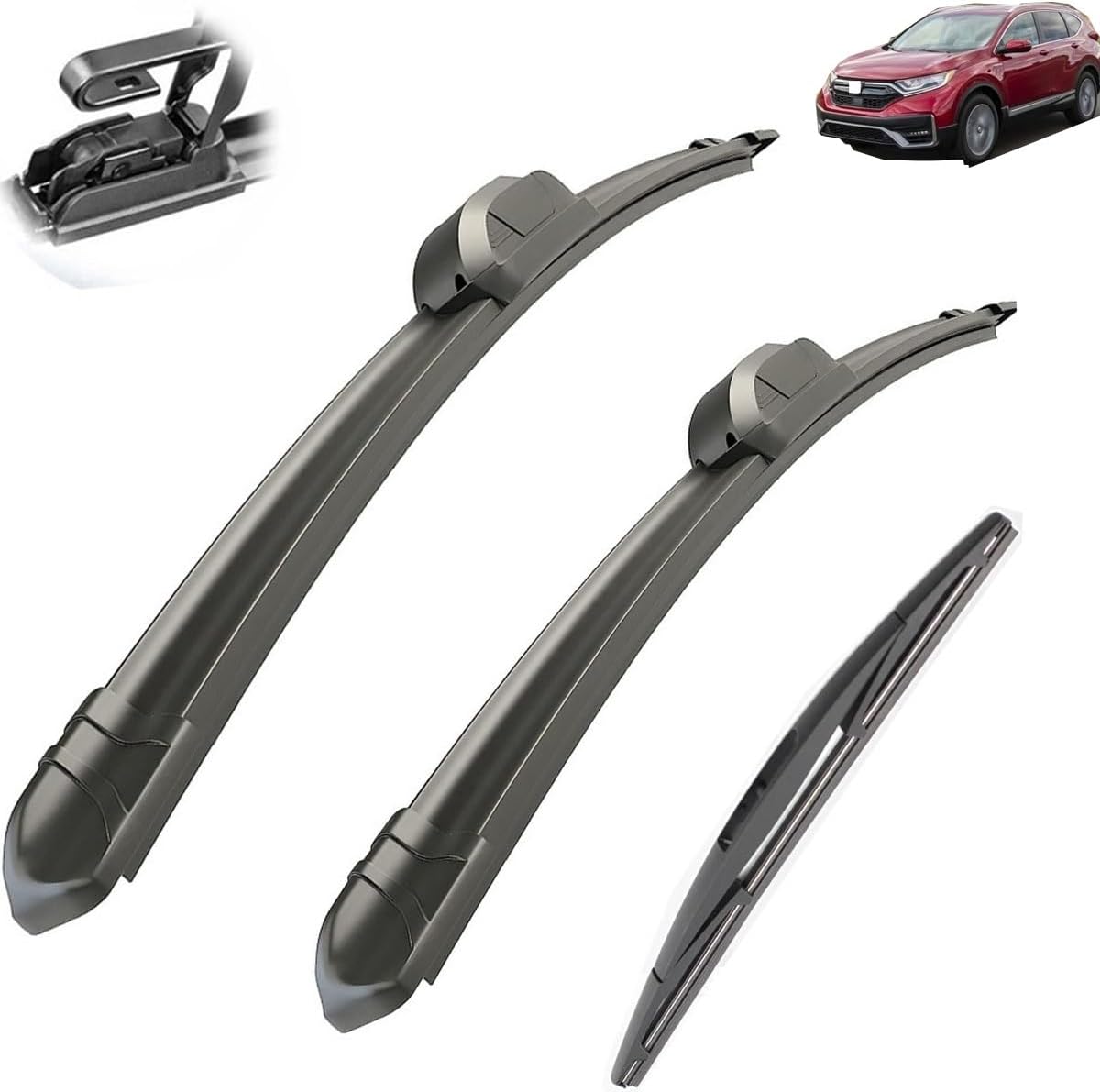 Car Wiper Compatible with HONDA CR-V CRV MK5 2017-2020 Car Front Rear Wiper Blades Soft Rubber Windscreen Wipers Auto Windshield 26"+16"+12" 2018 2019 (Color : 6 wipers)
