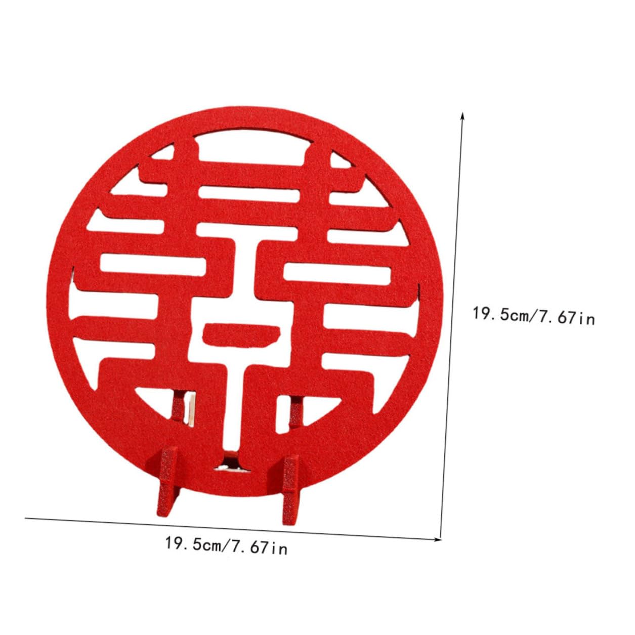 Decoración Tradicional China Doble Felicidad para Boda, Adorno de Fieltro Rojo de 1 Pieza, Símbolo Romántico para Decoración de Sala y Fiesta Nupcial