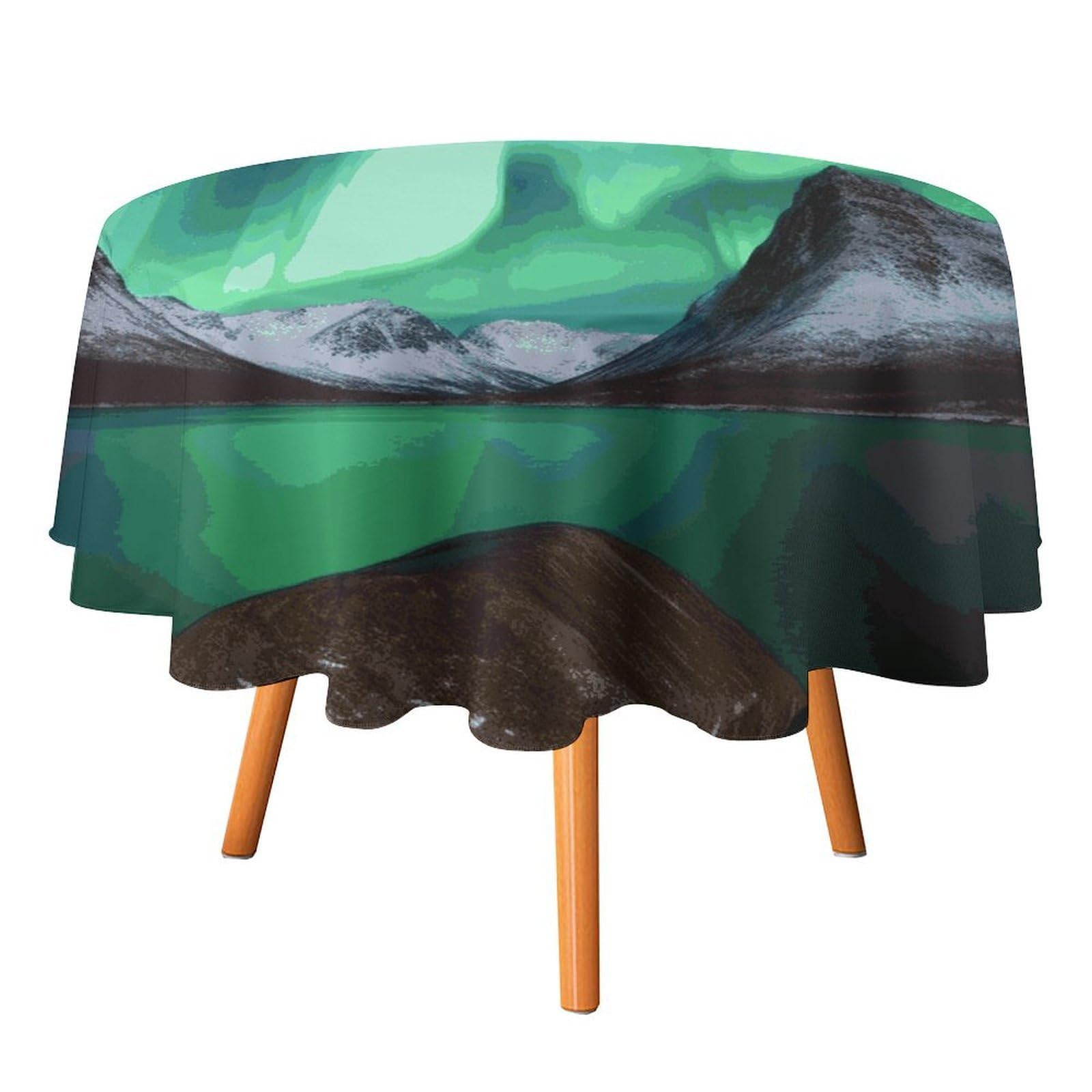 SMAZDFXX Aurora Borealis Tablecloth 50x50in Round Table Cloth Durable Polyester, Washable Stain Resistant Table Cover for Indoor Outdoor (Picnic, Dining, Party)