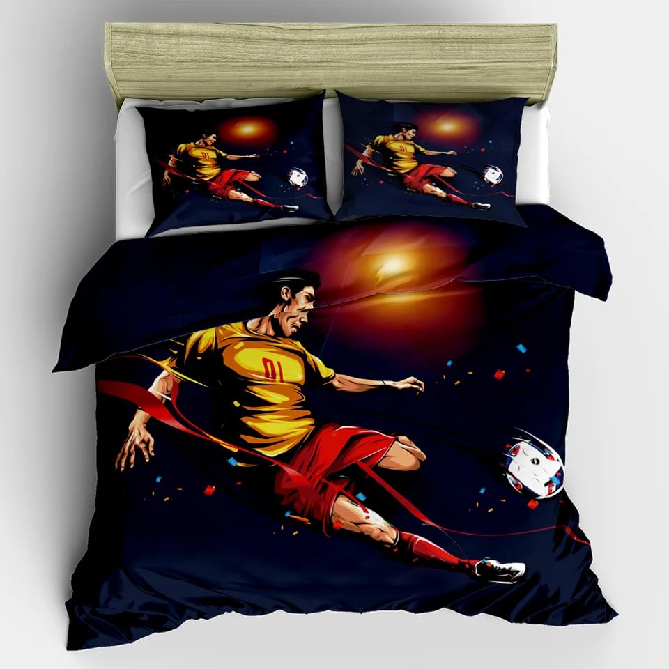 Housse de Couette Football 220X240 Douce et Respirante avec Fermeture Éclair Pratique