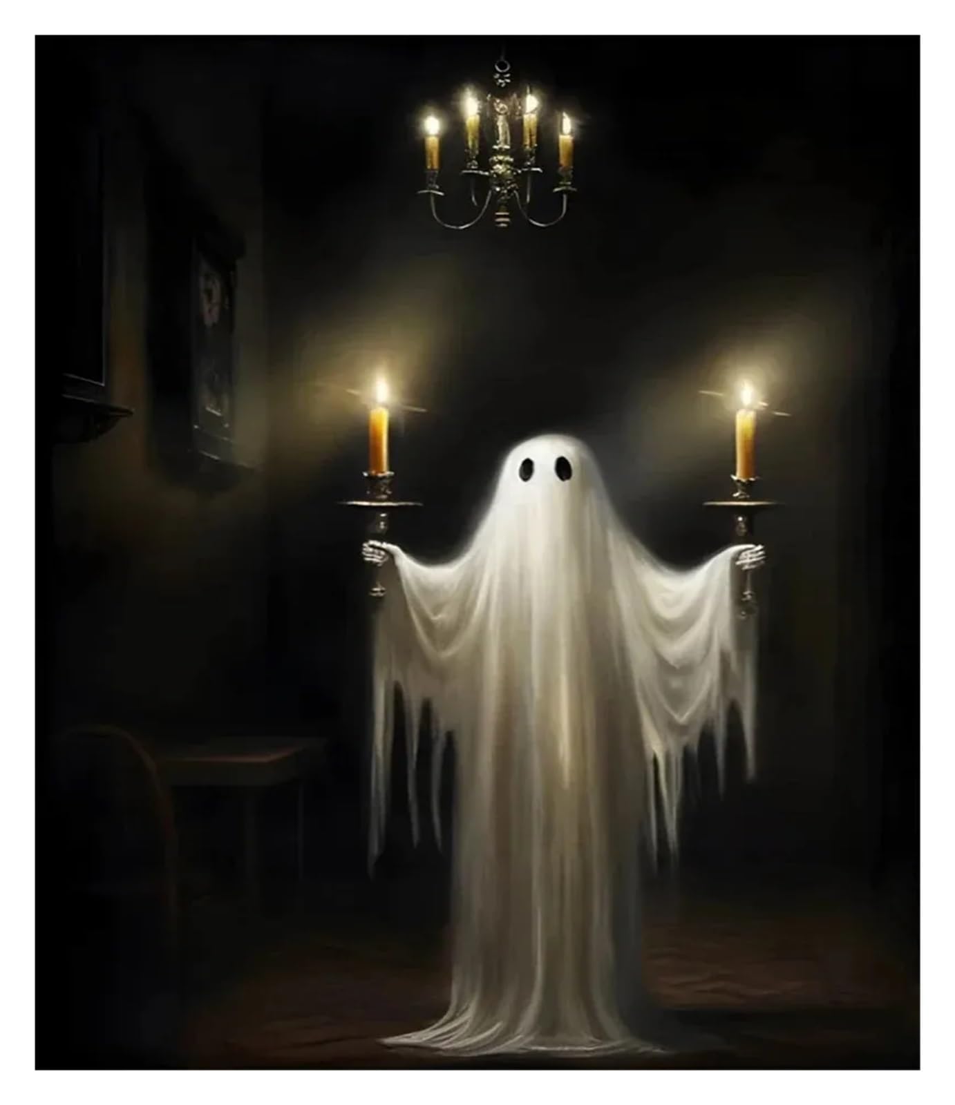 Lienzo de fantasma de Halloween con alta definición y arte gótico
