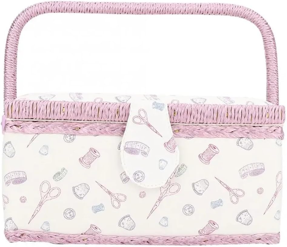 Sewing Basket Retro Home Cloth Art Line Craft Needle Collection Box Storage