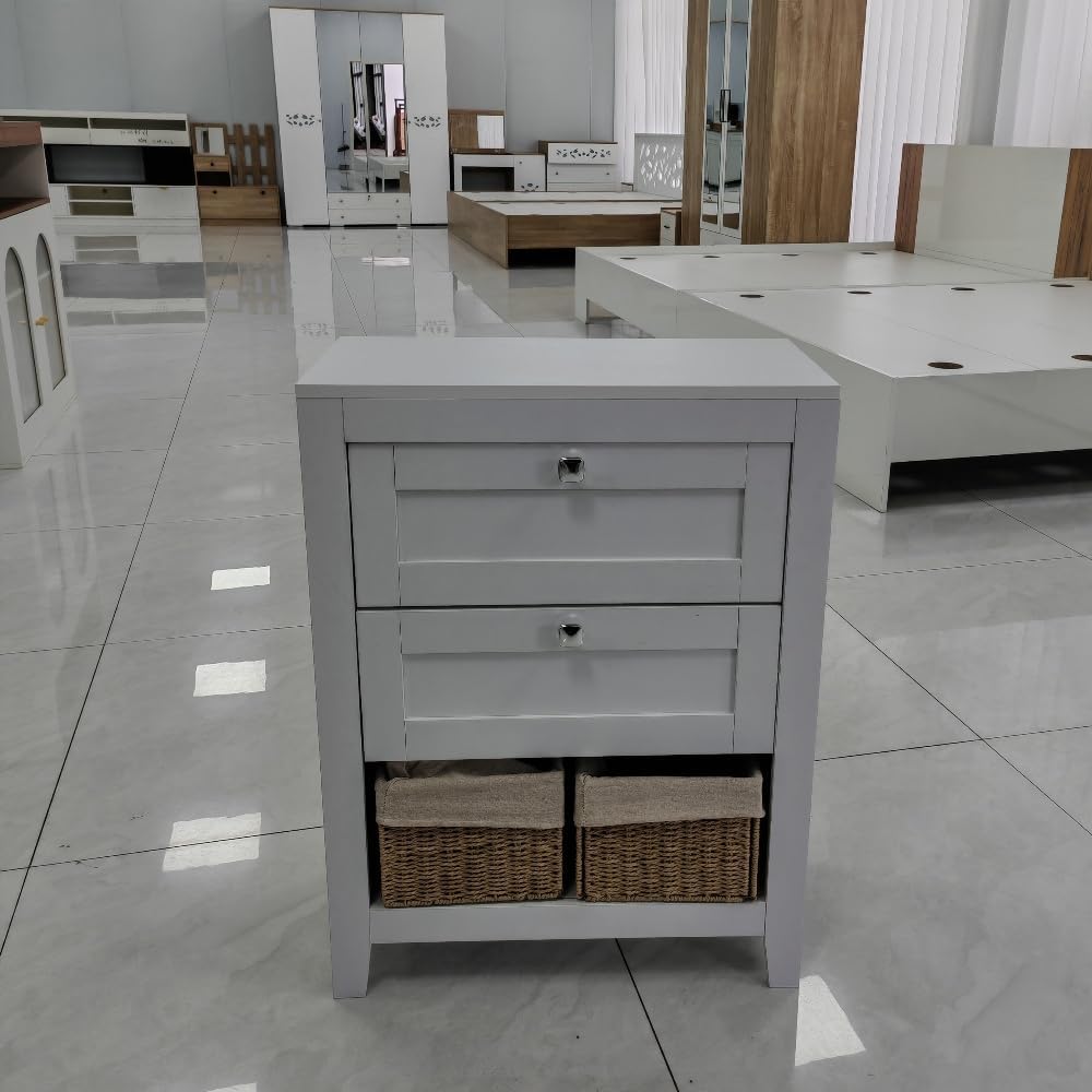 31 Inch Storage Cabinet with 2 Drawers and Baskets for Bathroom, White Color