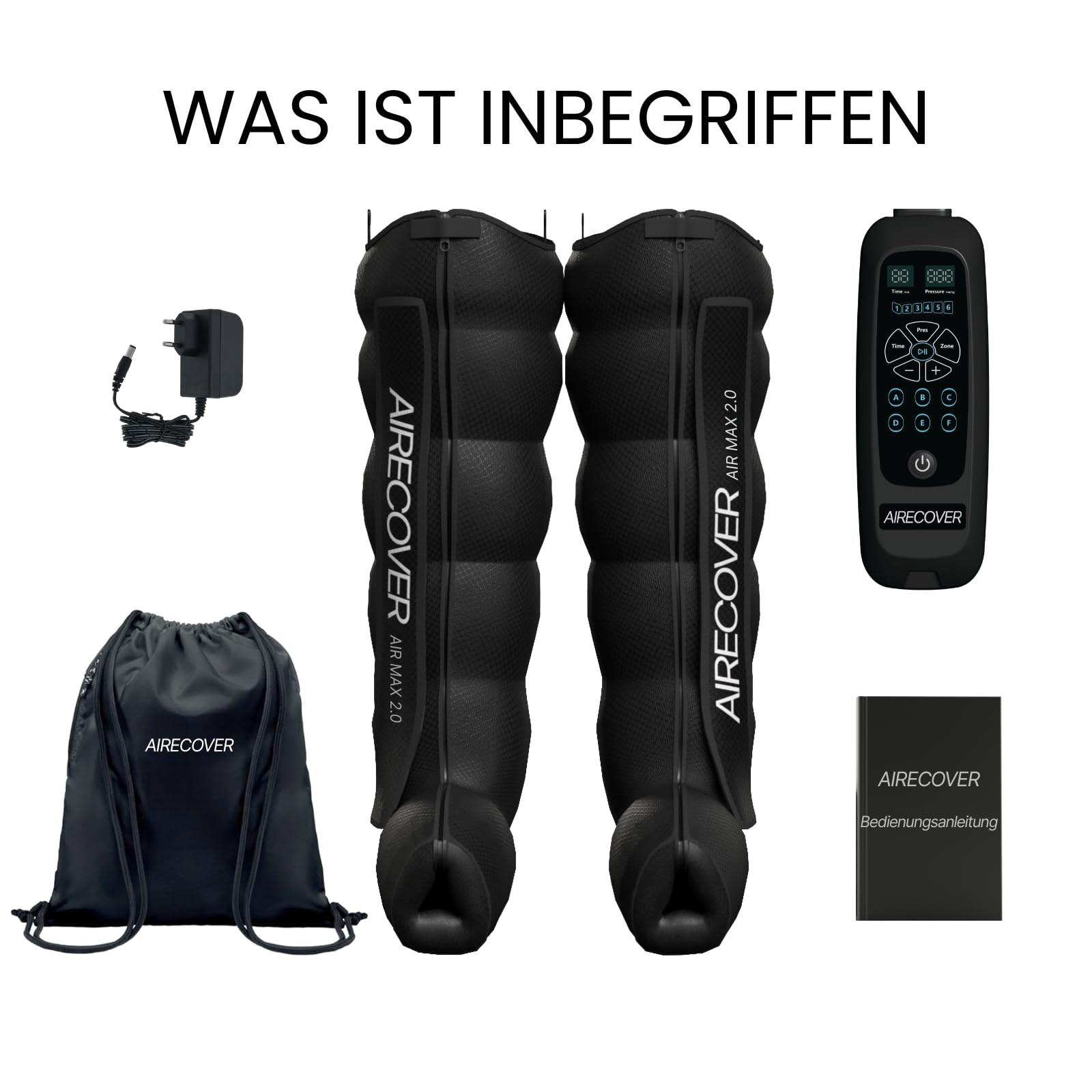 Pressotherapie für Zuhause, Beinmassagegerät mit 6 Kammern zur Verbesserung der Durchblutung und Lymphdrainage, Recovery Boots für Muskelentspannung und müde Beine, 6 Modi (L: 176-190 cm)