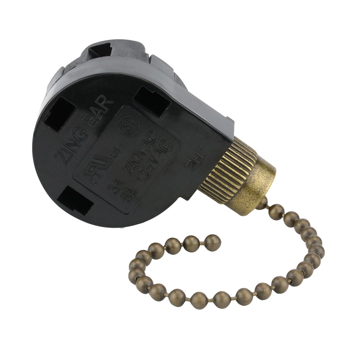 DAYONE Bronze 3 Speed 4 Wire Zing Ear ZE-268S2 Pull Chain Ceiling Fan Switch, Manual Pull Chain Operation, Compatible with Hunter, Hampton Bay, Westinghouse, etc.