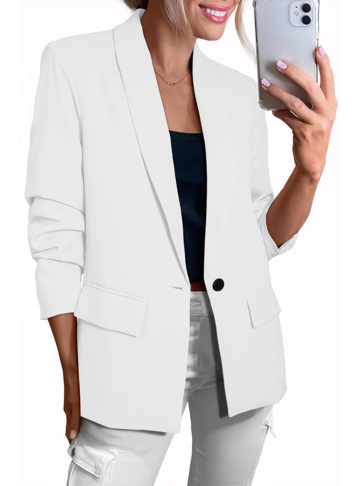 Happy Sailed Womens Long Sleeve Blazer Business Casual Open Front Work Office Suit Jackets