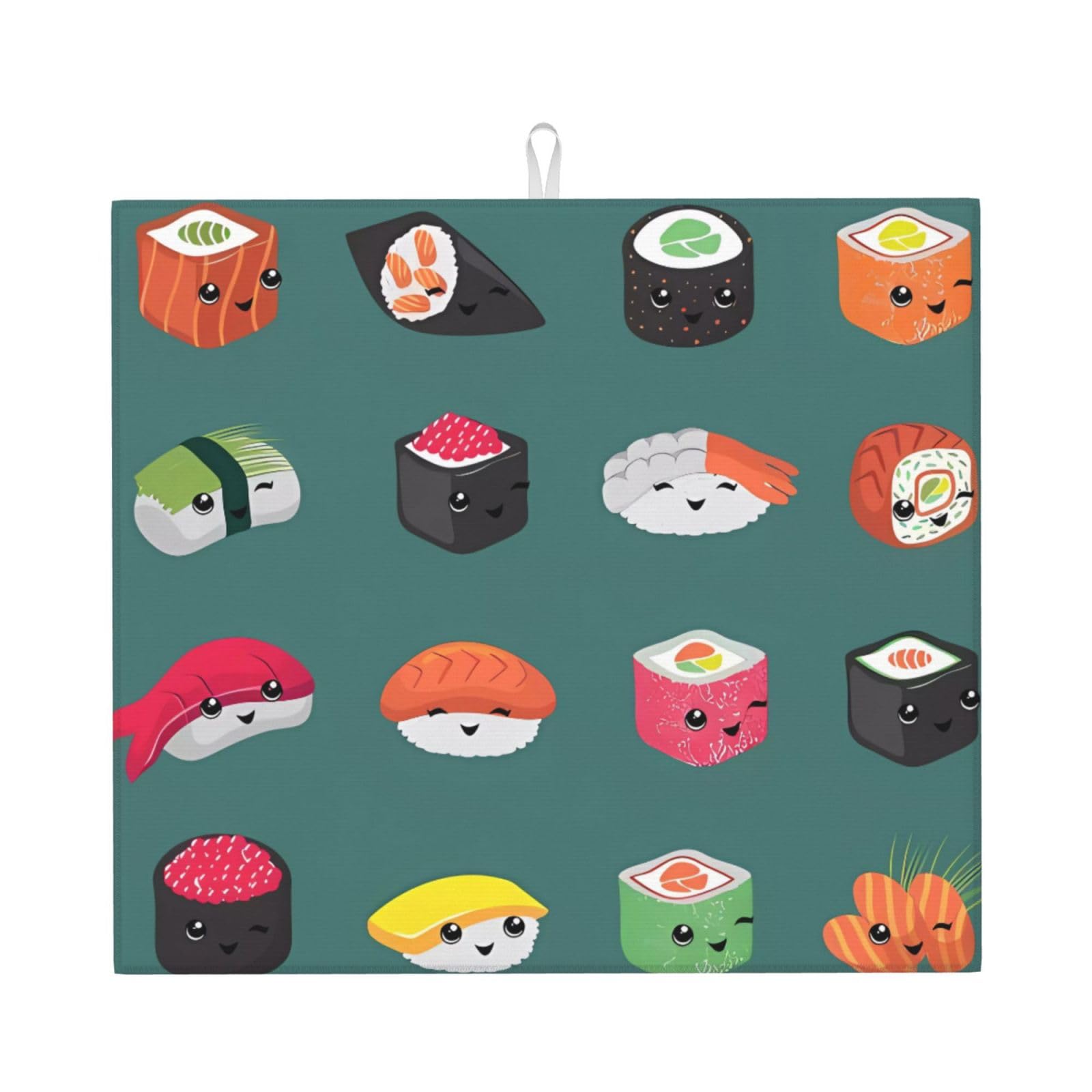 Yyhwhjde Black Sushi Prints Kitchen Drying Mat – Absorbent Dish Throw For Countertop, Non-Slip Quick-Dry Layer With Vibrant Prints, Ideal For New Home Gift