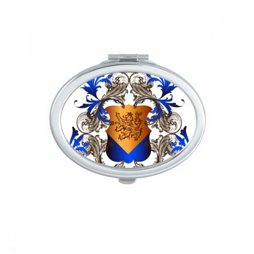 Miroir de maquillage compact motif bouclier ovale petite main portable multicolore