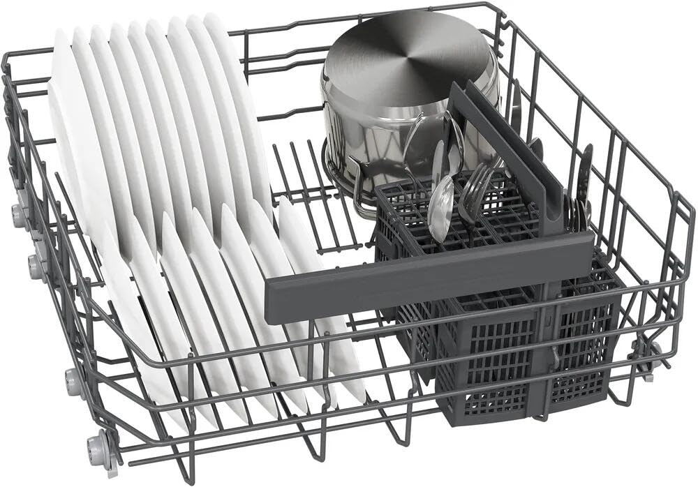 Siemens SN43ES22AE, iQ300 - Lavastoviglie intelligente, 60 cm, Made in Germany, cestino portaposate, apertura automatica della porta, tripla rackMatic, particolarmente silenziosa, varioSpeed, aquaStop