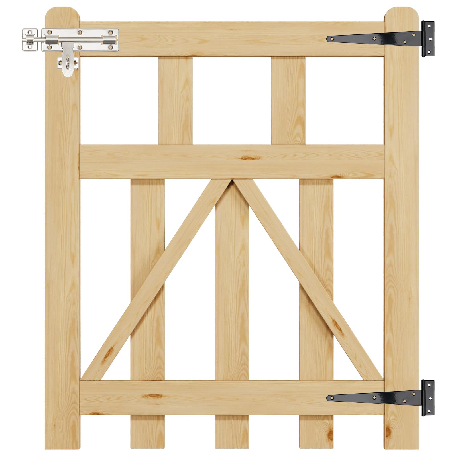 INMOZATA Garden Gate Wooden Pedestrian Gate with Gate Lock and Hinge, 2.5ft Wide x 3ft High (76cm Wide x 90cm High)