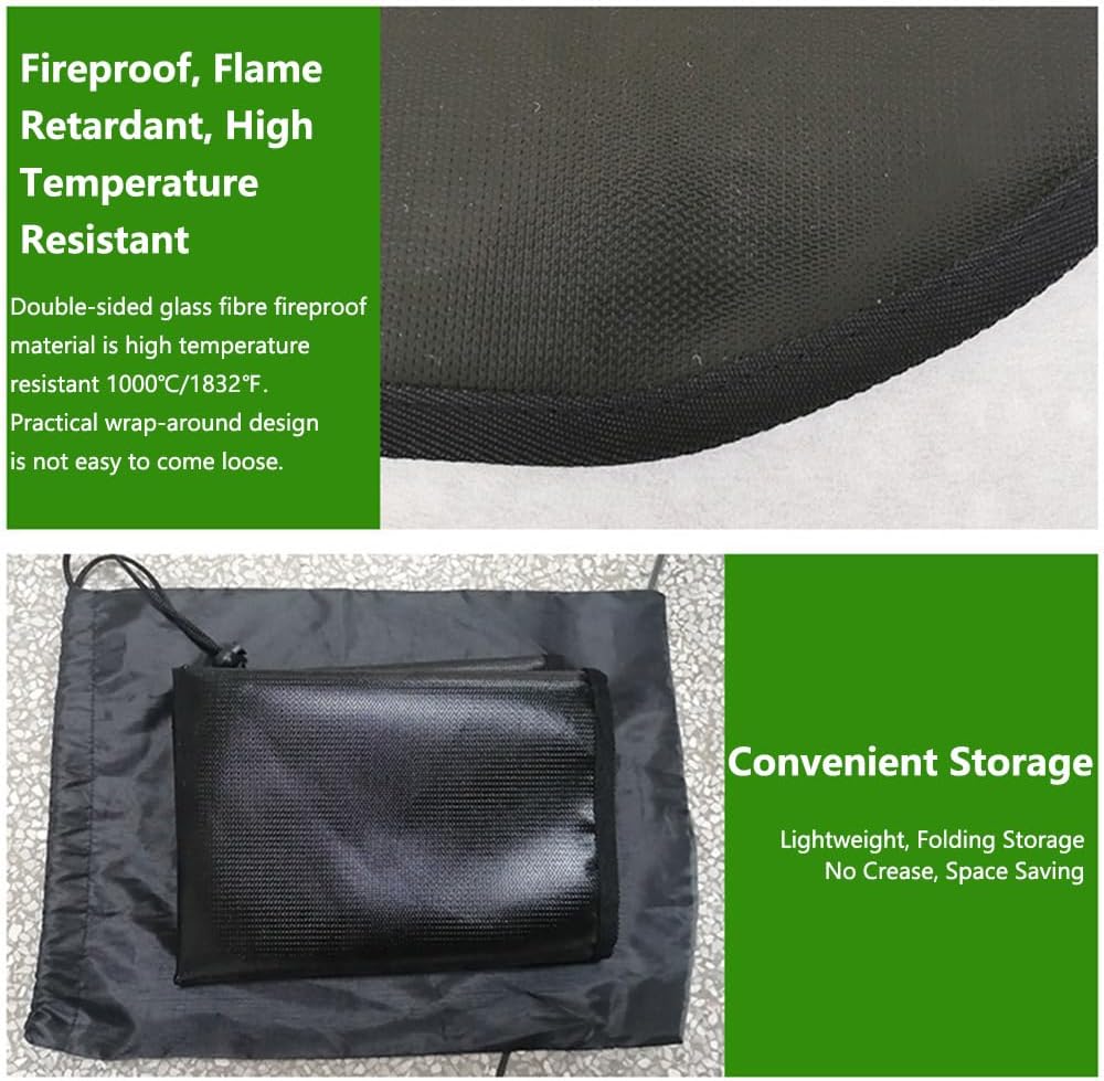 SagaSave Half Round Fireproof Rug Fire Resistant Carpet Fire Proof Fireplace Area Camping Stove Fireproof Pad Cover Floor Protection Cover Black (70 * 152cm/27.5 * 59.8in)