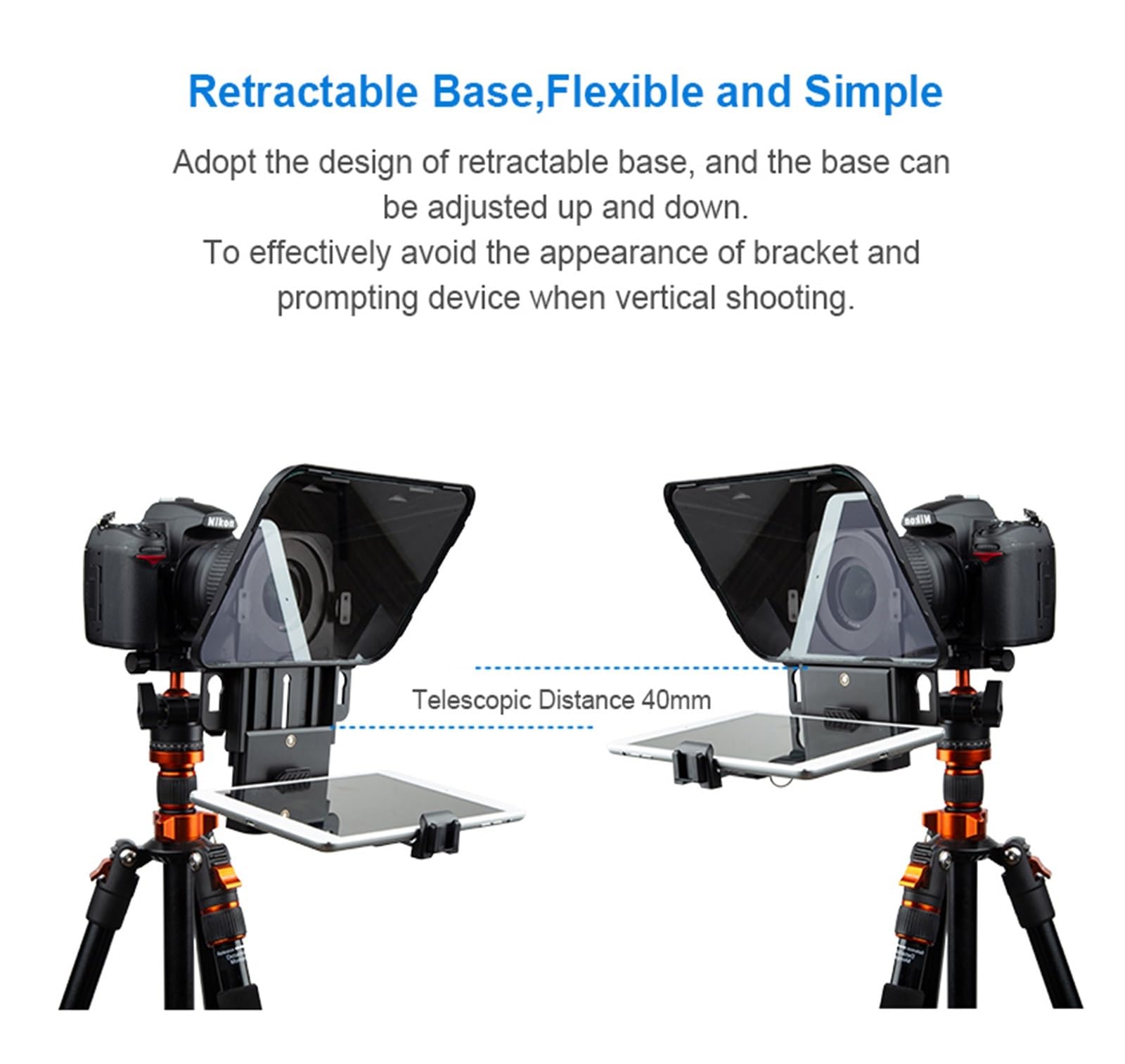 Teleprompter, T3 Smartphone/Tablet/DSLR-Kamera-Teleprompter mit Fernbedienung, unterstützt Weitwinkelobjektiv for Sprache, Live-Video, Online-Lehre Live-Streaming