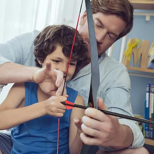 Miniatura 4 de TACHYON ARCHERY Juego de arco y flechas de madera para niños y jóvenes, arco recurvo con 3 flechas de carbono hechas a mano para niños y jóvenes,