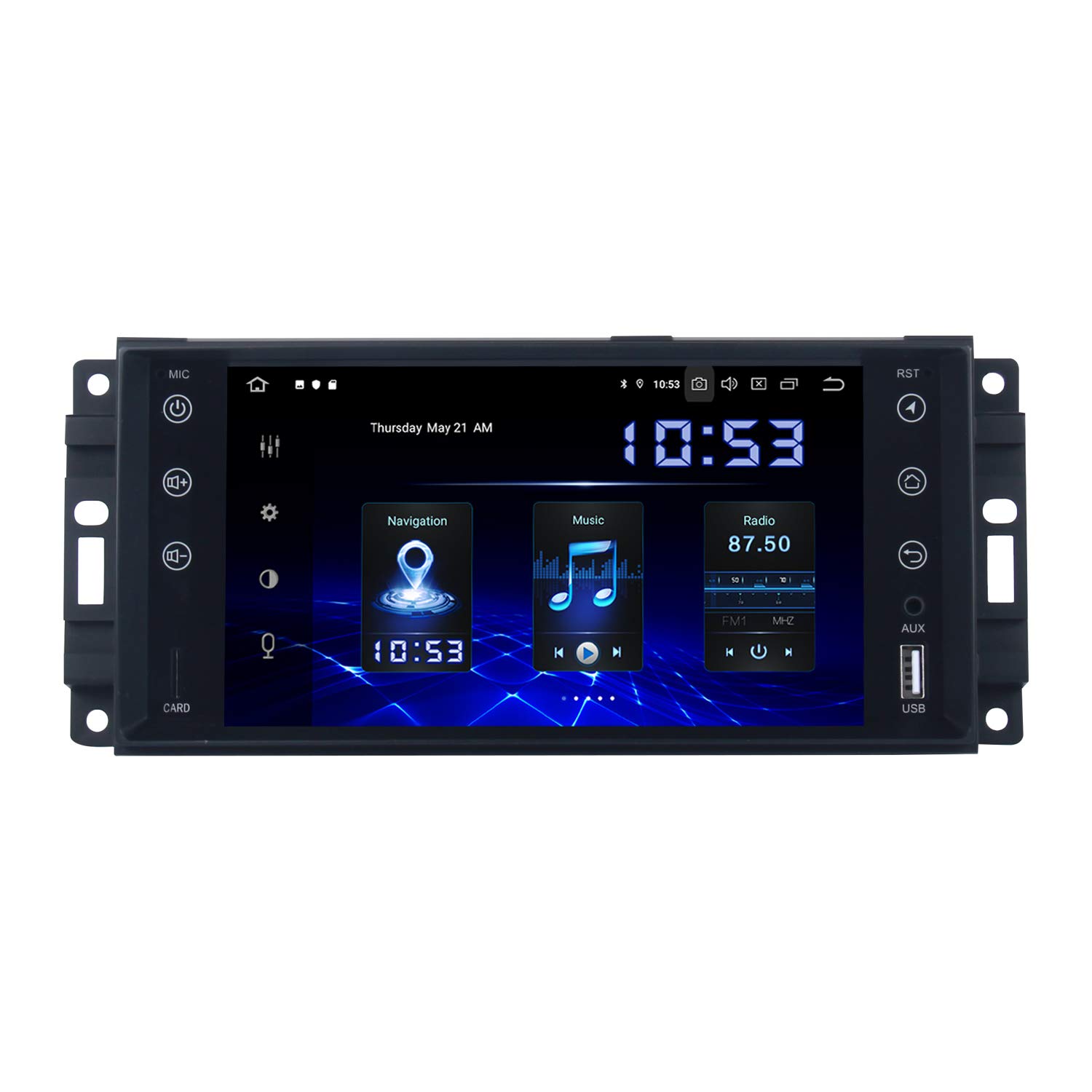Dasaita 7" Android 10.0 Car Radio with Carpaly for Jeep Wrangler/Commander/Compass Dodge RAM 2008-2012 Car Stereo Bluetooth DSP 4G 64G Support Wifi Steering Wheel Control USB