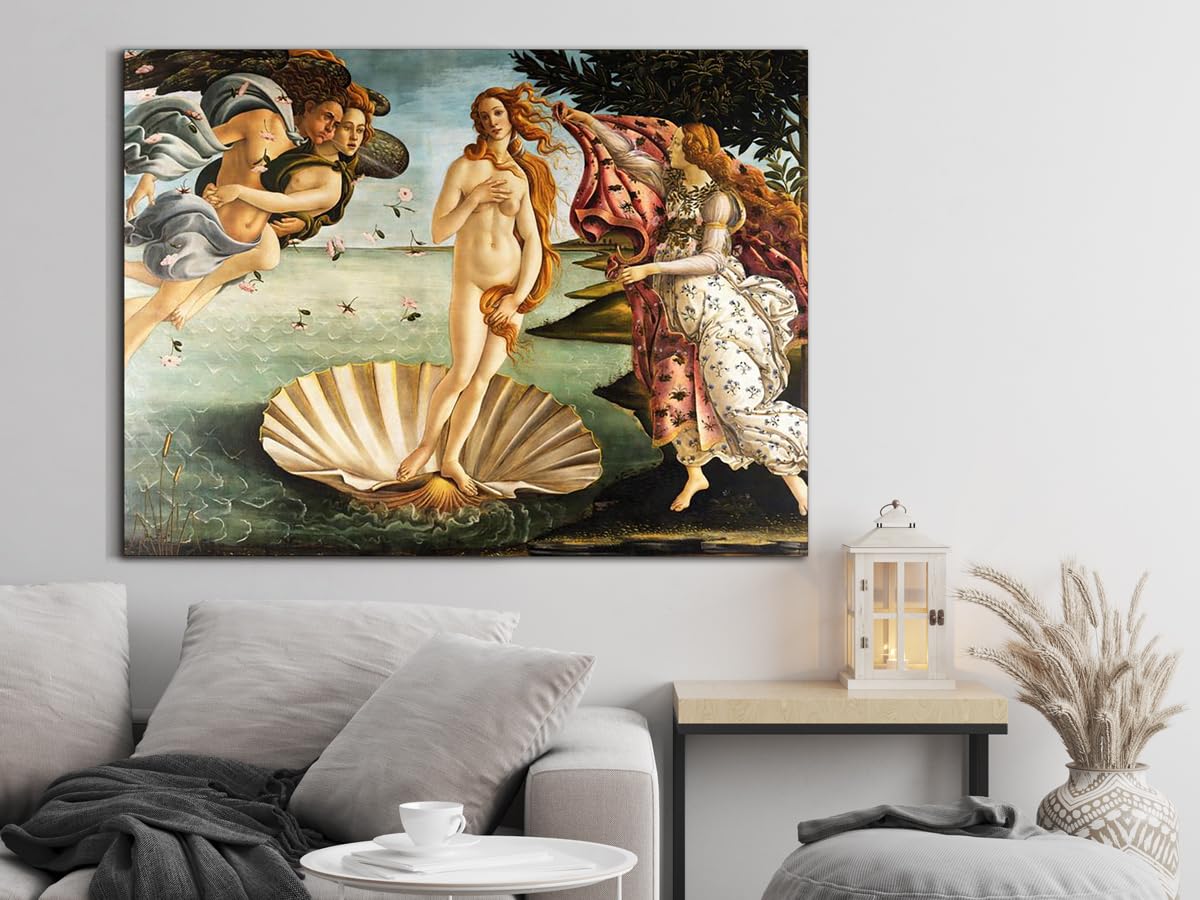 El Nacimiento de Venus | Sandro Botticelli | Renacimiento | Cuadro Canvas Wall Art | Impresión Giclée lienzo algodón puro | Bastidor 3cm | 55x75cm