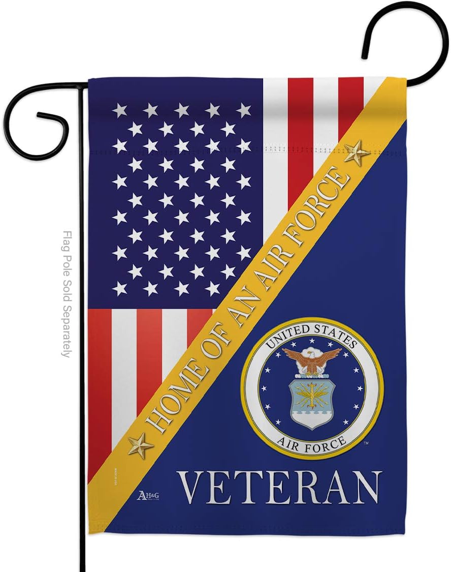 Air Force Home of Garden Flag Armed Forces USAF United State American Military Veteran Retire Official Small Decorative Gift Yard House Banner Double-Sided Made In USA 13 X 18.5