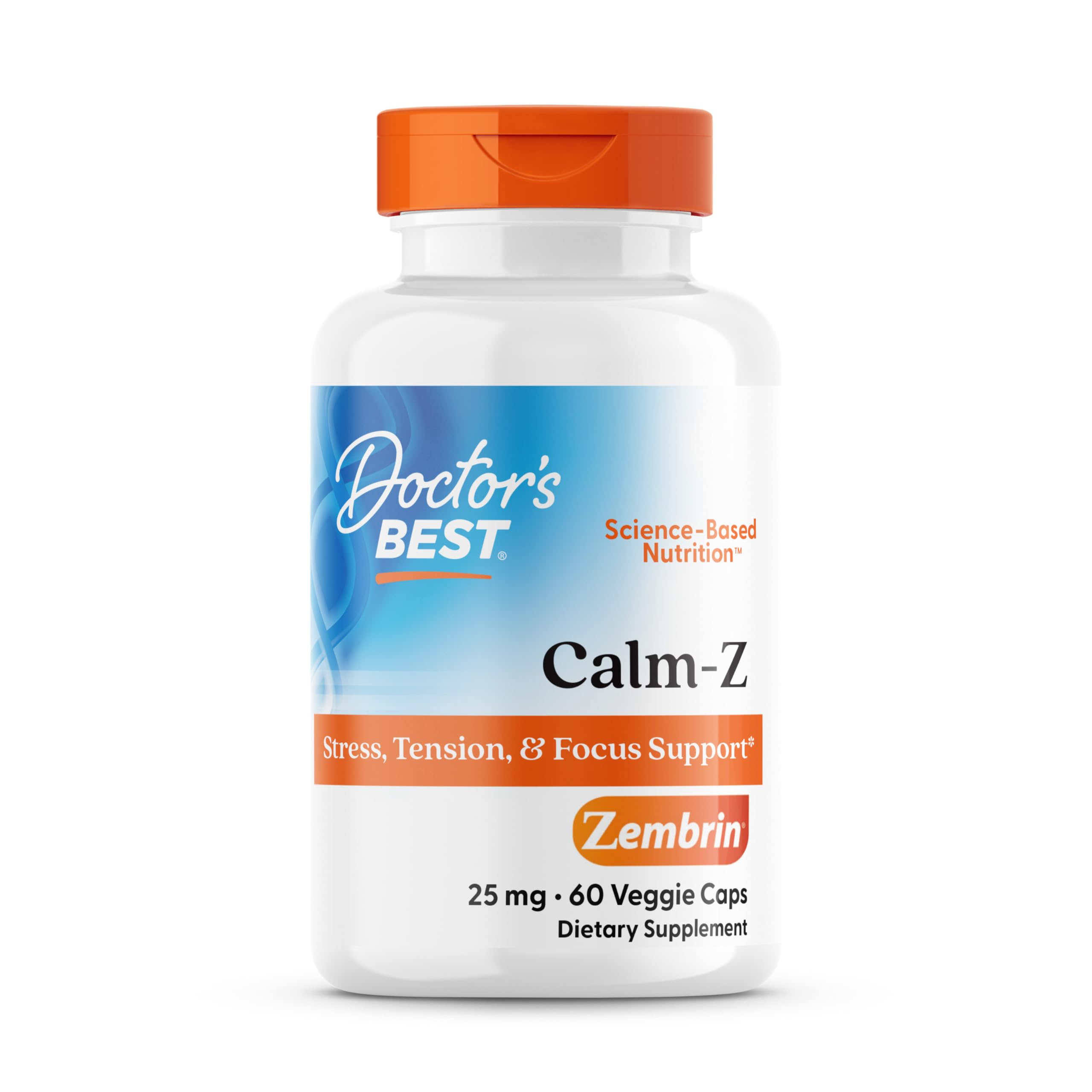 Doctor's Best Calm with Zembrin, Stress & Mood Support, 25mg Veggie Caps, 60Count