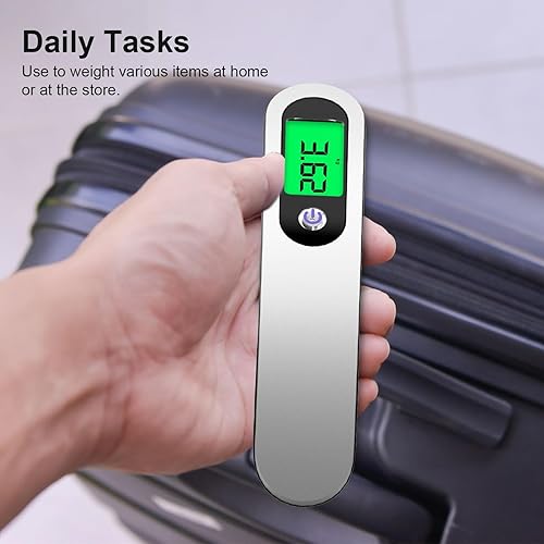 Miniatura 2 de Raabiko Báscula digital de equipaje (paquete de 2), báscula digital de equipaje de mano con capacidad de 110 libras, batería incluida, plata satinada
