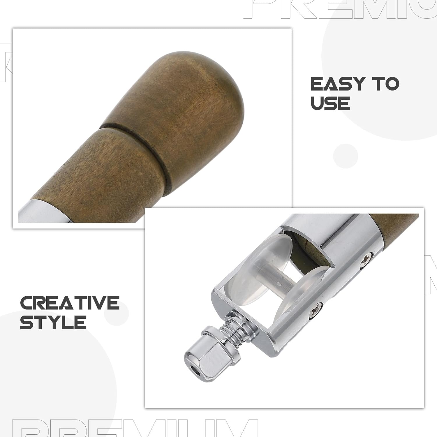 Hohopeti 1 Set Leather Stitching Awl Set for Crafting - Wood Handle Hand Stitcher with Needle and 0.8mm Waxed Thread for Handmade Leather Repairs Shoe Sewing Tasks