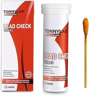 Second Generation TONNYLAB Lead Test Kit,Test for Lead On Painted Surfaces Such as Drywall,Plaster,Painted Wood,Metal Vinyl and Other Plastics,But The Exception of Ceramics,Results in 30 Seconds.…