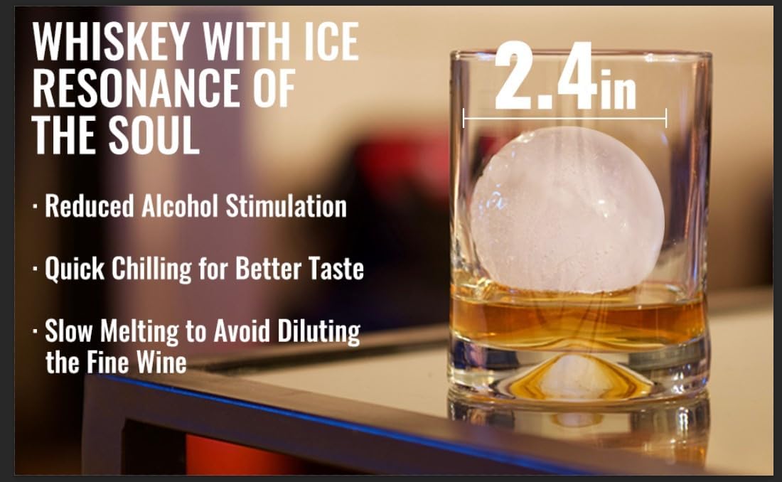 VEVOR Ice Ball Press Kit, Aviation Aluminum Ice Press with Ice Block Mold, Large Mat, Tong, Drip Tray, One Glass, Round Ice Ball Maker 2.4"/60 mm Ice Sphere, for Whiskey, Cocktail on Party & Holiday