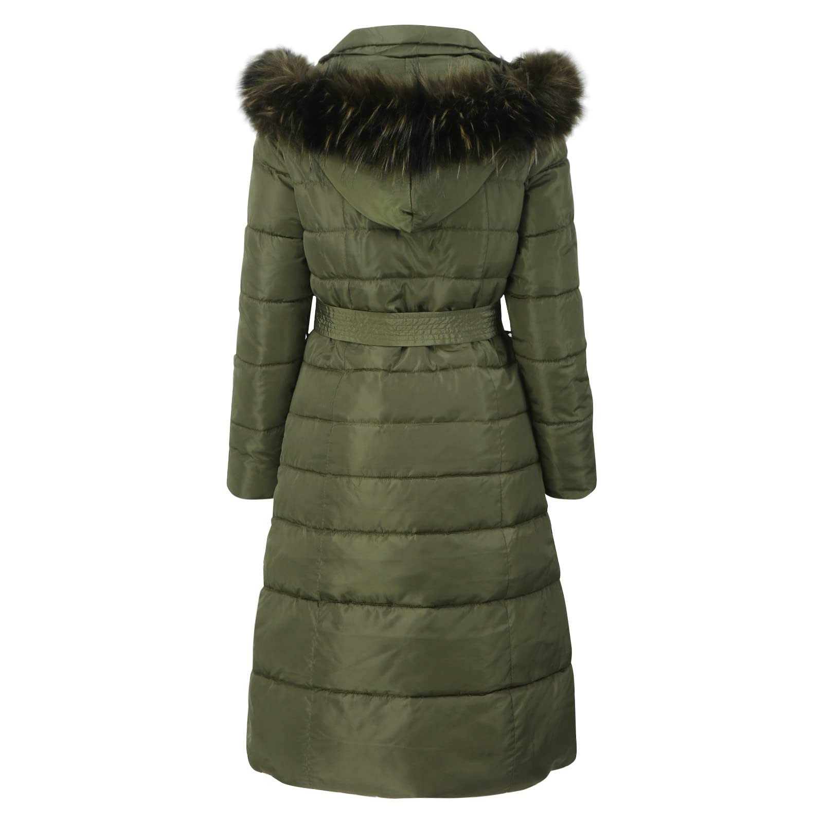 Piumino trapuntato da donna invernale - piumini lunghi per le donne piumini trapuntati giacca a vento slim fit cappotto con tasche piumini parka con cappuccio in pelliccia cappotto con cintura piumino