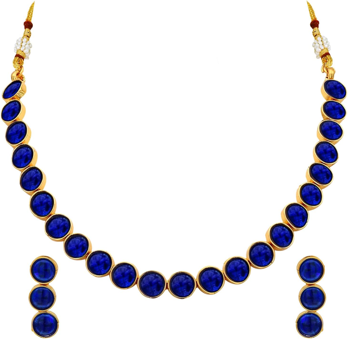 Aheli Ethnic Faux Kundan Choker Necklace Indian Traditional Bollywood Jewelry Set with Earrings Gift for Women