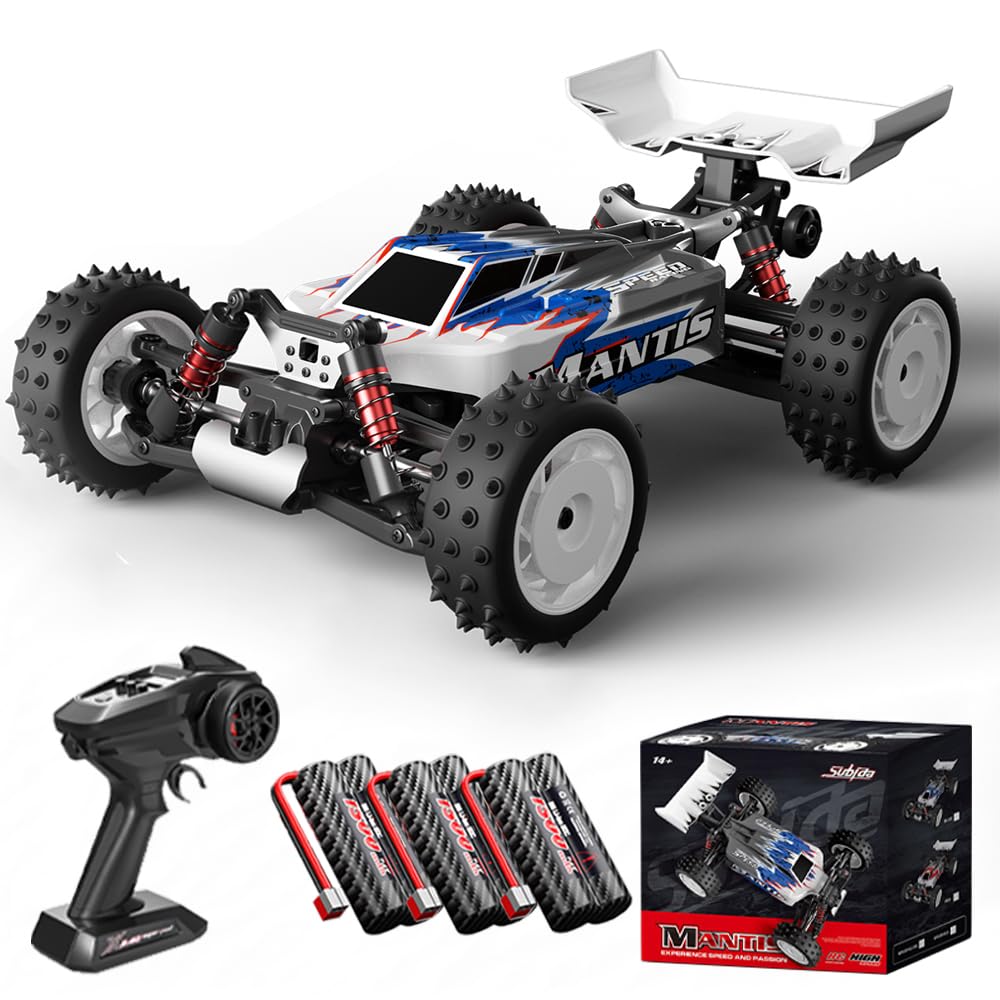 Teeggi S911 PRO 1:16 Coche teledirigido, 70 km/h RC Coche de carreras de alta velocidad, motor sin escobillas de 2,4 GHz 4WD Off Road Race Buggy para adultos, 3 pilas (azul)