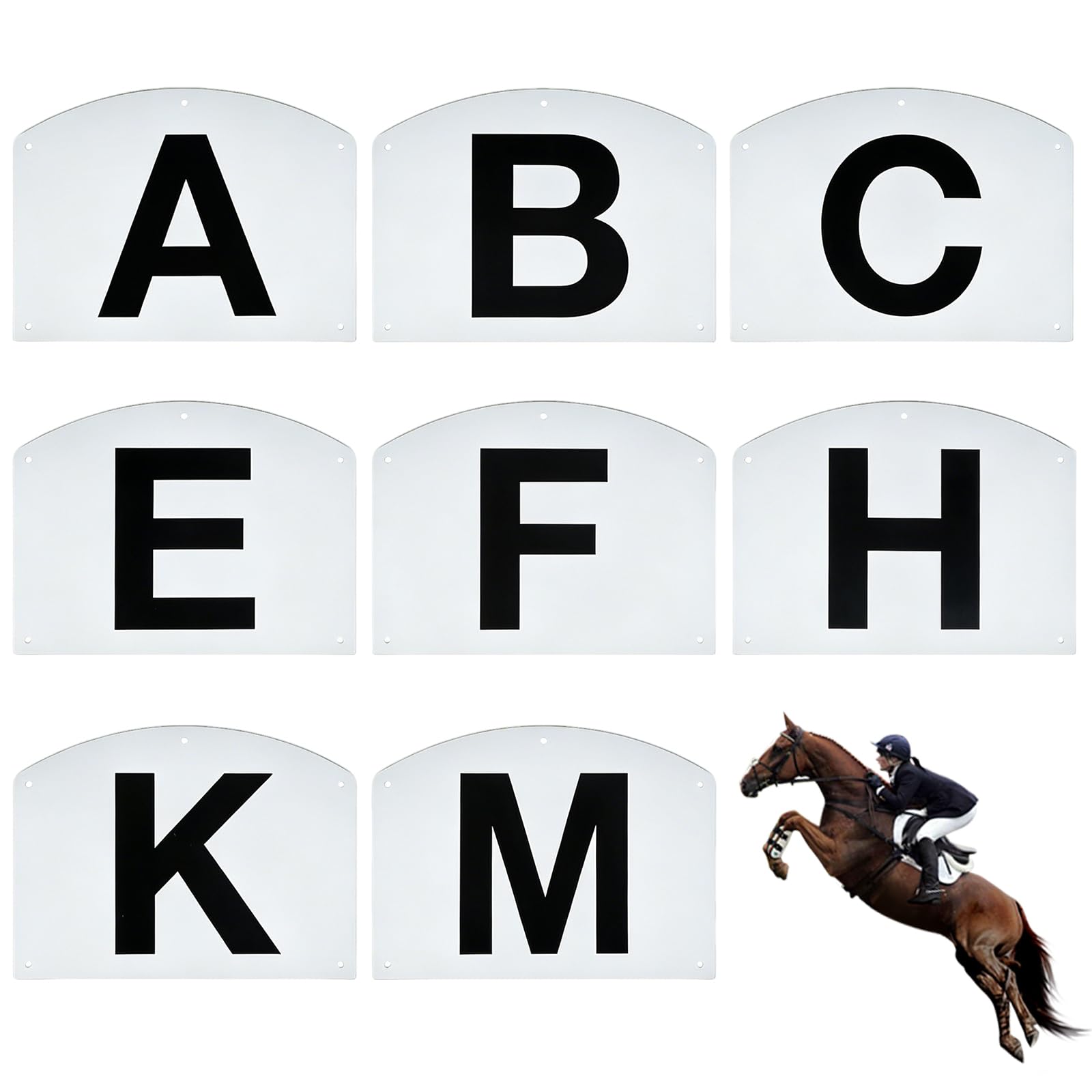 Dressurviereck Buchstaben Set für Reitplatz, 8 Stück Dressur Viereck Buchstaben Wettkampf Dressurmarker, Markierungstafeln für Reitsport & Pferdetraining