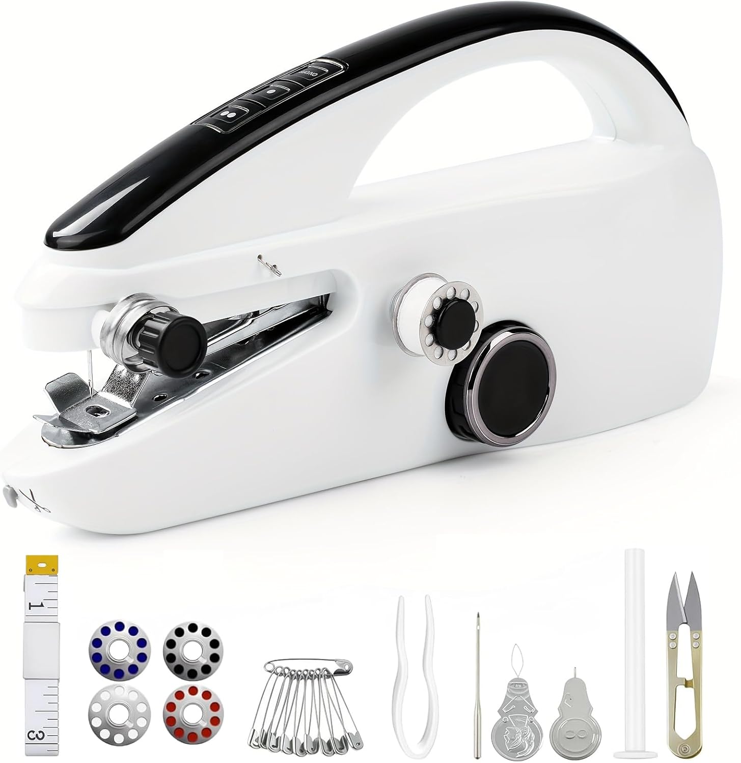 Handheld Sewing Machine, Portable & Cordless Mini Sewing Machine for Beginners - Electric Fast Stitching, DIY Fabric Clothes Repair Kit, Home Travel Mending Machine with Accessories(White)
