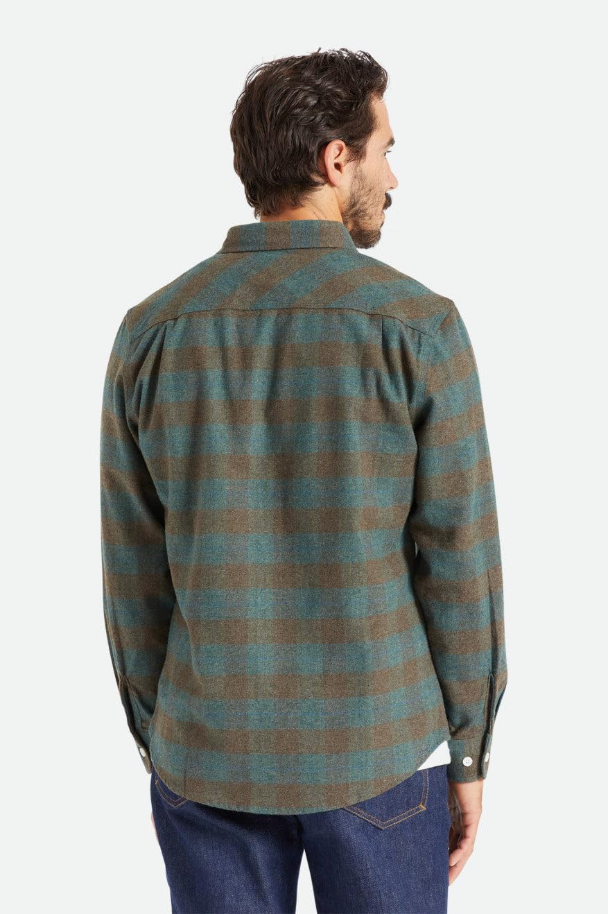 BRIXTON Bowery-Franela de Manga Larga Camisa Abotonada para Hombre