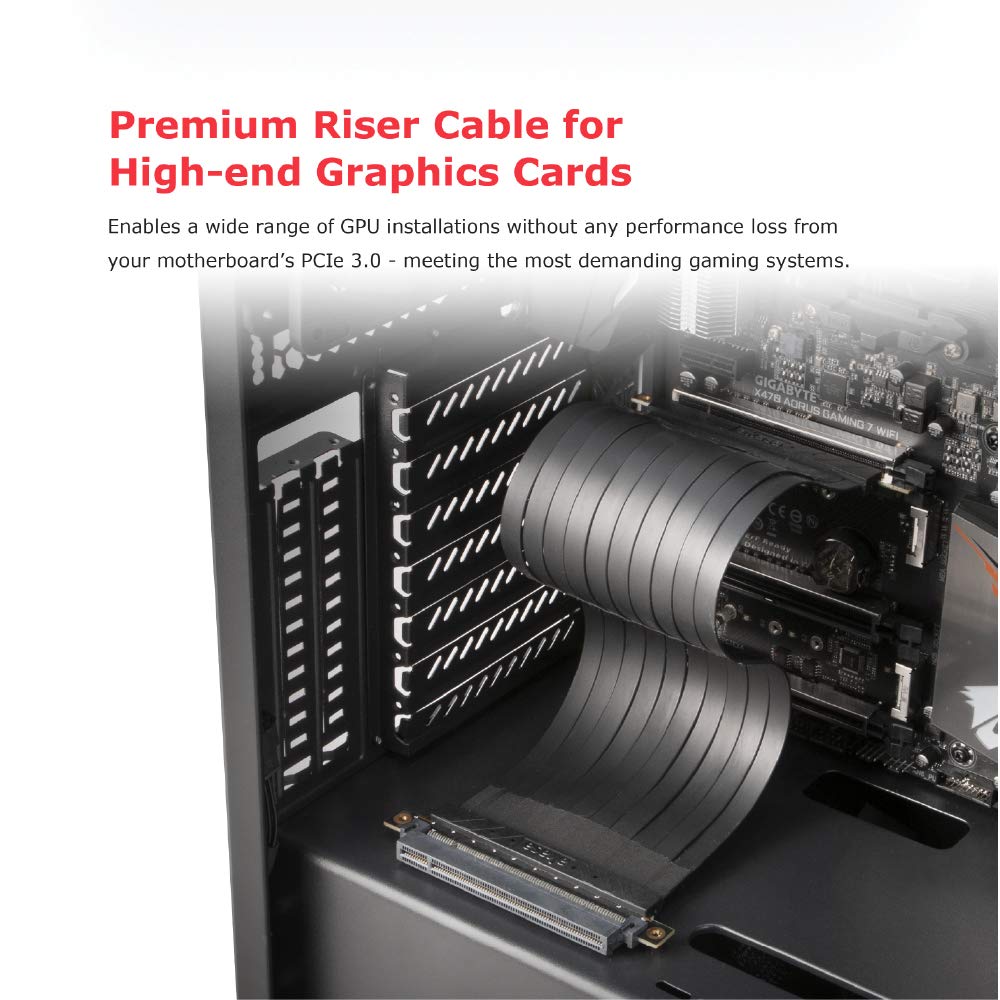 Akasa RISER BLACK XL | Kabel podnoszący PCIe 3.0 | przedłużacz PCIe | Ekranowanie EMI | 1000 mm | AK-CBPE01-100B