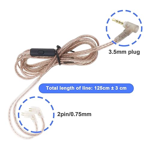 Miniatura 3 de The Lord of the Tools B Pin - Cable de repuesto para auriculares de 0.138 in con micrófono compatible con cable de auriculares estéreo KZ