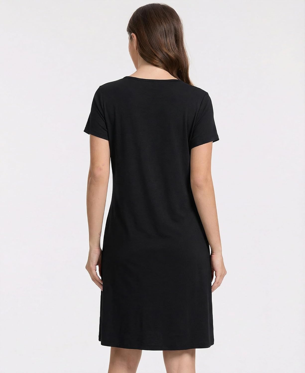 GYS Bamboo Viscose Nightgown for Women, Button Down Sleepshirt with Pockets, Short Sleeves Nightshirt, Comfy Sleepwear Pajama