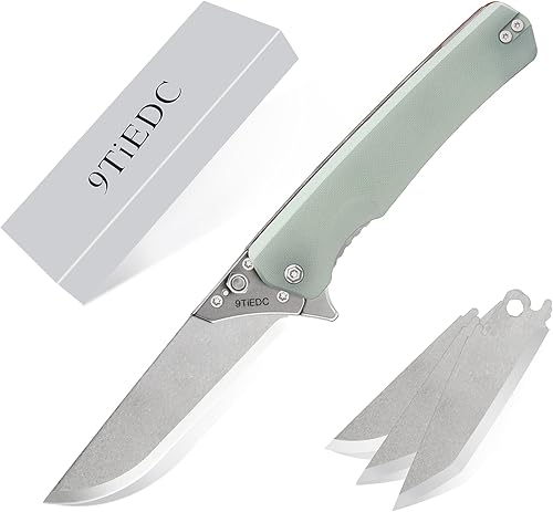 9TiEDC Cuchillo plegable de hoja reemplazable con clip de bolsillo, cuchillo de bolsillo EDC para trabajo, construcción y mejoras del hogar,