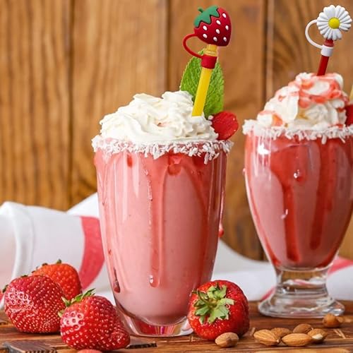 Miniatura 2 de 4 fundas para pajitas para beber, bonita funda de popote para popotes reutilizables, diseños de fresa, sandía, corazón y flores