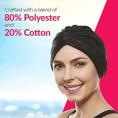 Miniatura 7 de BEEMO Turbante de tela de rizo suave para mujer con nudo o botón para la cabeza