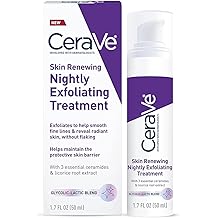 CeraVe Skin Renewing Nightly Exfoliating Treatment, Anti Aging Serum With 5% Blend Of Glycolic Acid &amp; Lactic Acid, Wrinkles &amp; Dark Spot Corrector For Face, Exfoliating Gel, 1.7 Oz