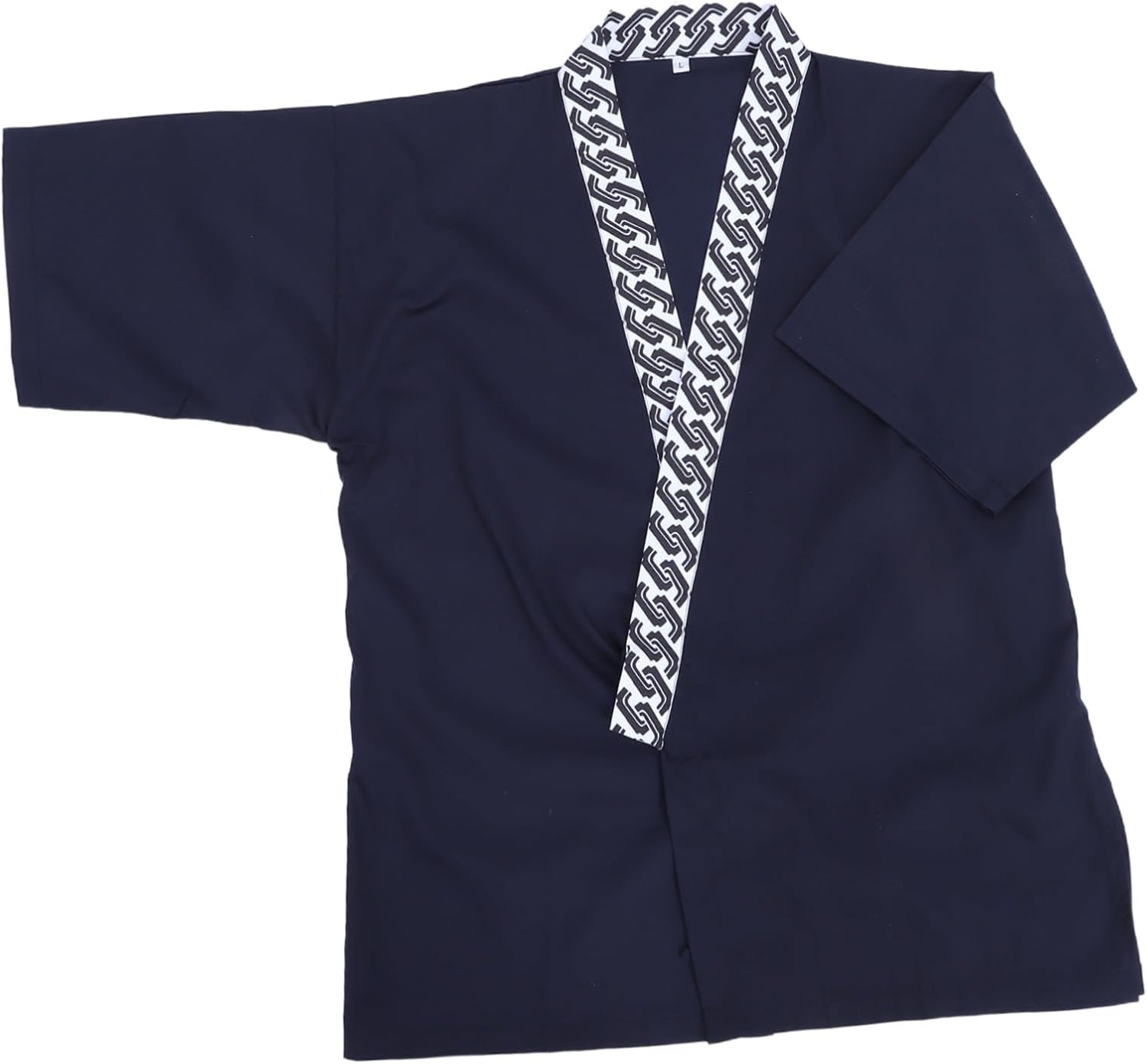 OUNONA Blue Short Sleeve Chef Jacket Polyester Cotton Side Tie Uniform