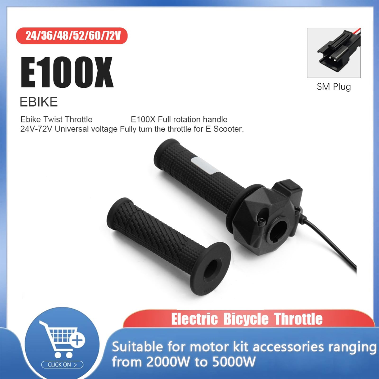 Prestazioni Acceleratore elettronico con cavo leggero da 1700 mm per fuoristrada E100X con impugnatura ' acceleratore a risposta rapida impermeabile IPX7