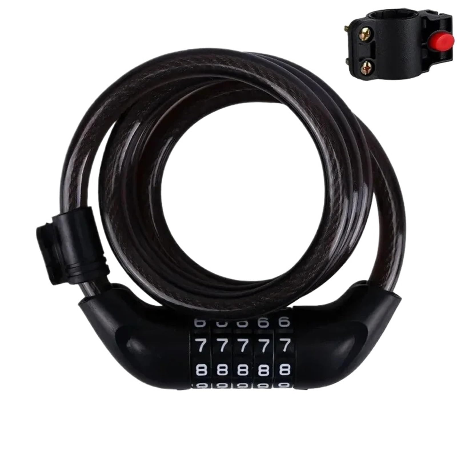 Poayuewr One Color Handlebar Lock,Brake Throttle Lock Portable Universal Bicycle Lock Mountain Bike 5 Digit Password Anti-Theft Security Steel Chain Motorcycle
